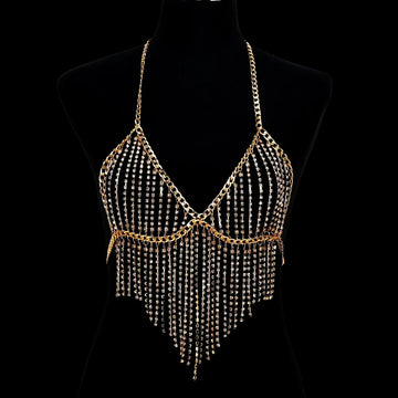 MQTIME  -  Sexy Luxury Maternity Photography Props Dresses Shiny Body Chain Rhinestone Tassel Skirt Photography Studio Accessories